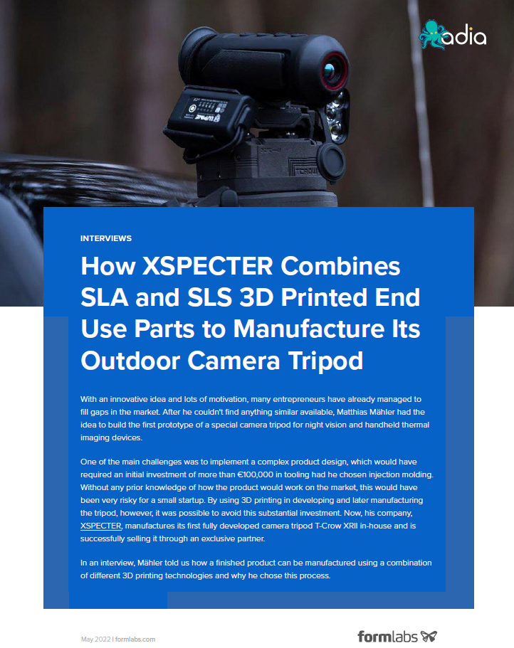 How XSPECTER Combines SLA and SLS 3D Printed End Use Parts to Manufacture Its Outdoor Camera Tripod